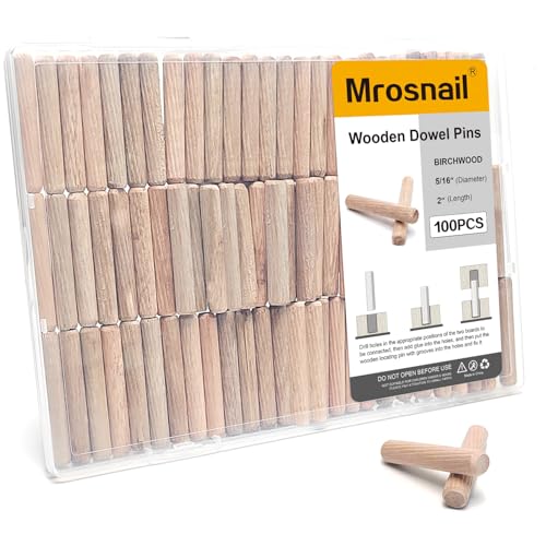 100 Pcs Wooden Dowel Pins, 5/16 x 2 inch Fluted Wood Dowels Hardwood Pegs for Furniture Leg Support, Cabinet Construction, Table Assembly - size: 100PCS 5/16X2