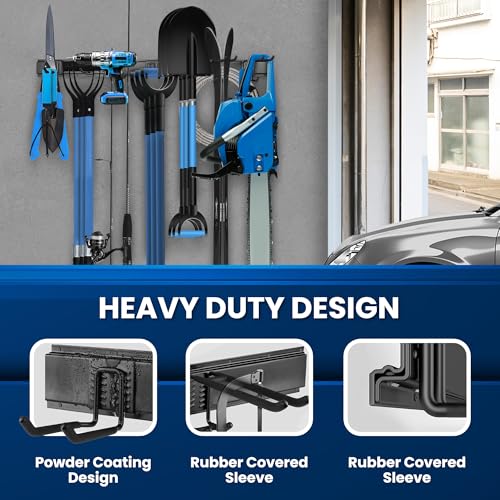 48'' All-Metal Garage Tool Organizer Wall Mount Heavy-Duty Tool Rack Holds 450 lbs, Adjustable Hooks for Garage, Yard, and Garden Equipment - size: 48" Alloy Steel