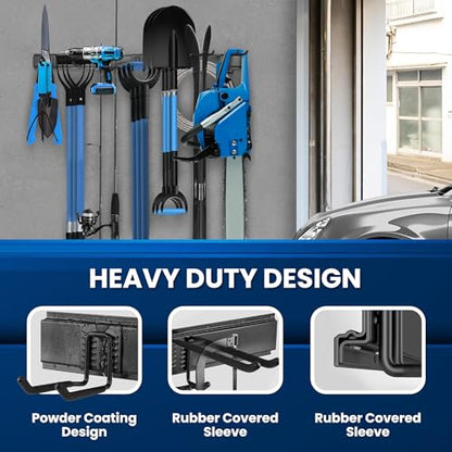 96'' All-Metal Garage Tool Organizer Wall Mount – Heavy-Duty Tool Rack Holds 960 lbs, Adjustable Hooks for Garage, Yard, and Garden Equipment - size: 96" Alloy Steel