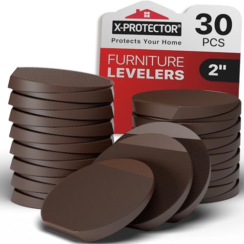 X-Protector Furniture Levelers - 30 PCS 2" - Brown Rubber Shims for Leveling - Multi-Purpose Leveling Feet to Prevent Furniture from Wobbling - Good for All Kinds of Furnishings! - size: 2 Inches