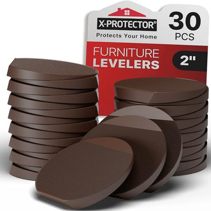 X-Protector Furniture Levelers - 30 PCS 2" - Brown Rubber Shims for Leveling - Multi-Purpose Leveling Feet to Prevent Furniture from Wobbling - Good for All Kinds of Furnishings! - size: 2 Inches