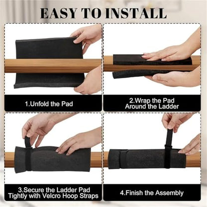 Ladder Pad Set 5 Foam Grip Covers for Bunk Bed Steps Protects Surfaces Reduces Noise 10 Adjustable Hooks Loop Straps Easy Clean
