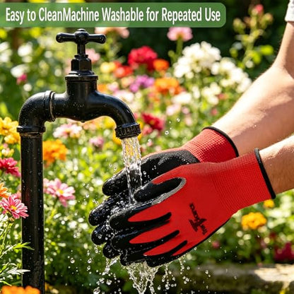 Unisex gardening gloves with a breathable latex coating, suitable for gardening, carrying, and other similar tasks - color: 6 Pairs Red Gloves