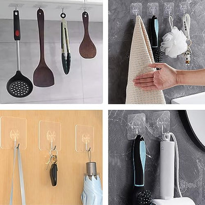 Latoxcaa Heavy Duty Adhesive Wall Hooks - Strong & Transparent, Hold up to 22lb, Waterproof & Reusable, Ideal for Kitchen, Bathroom, and Office (30 Pack) - size: 30 Medium Hooks