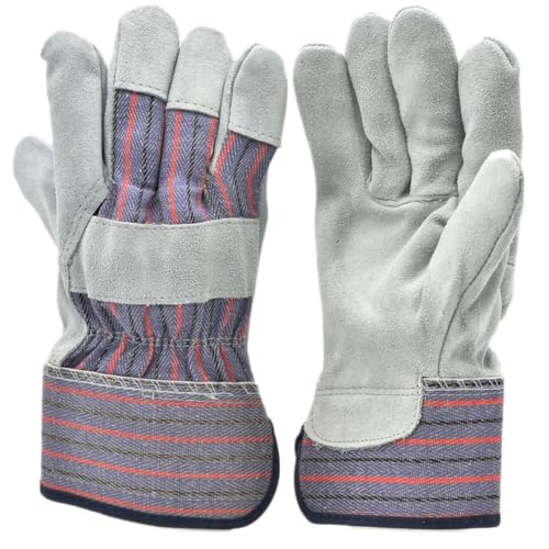 G & F PRODUCTS Cowhide Leather Work Gloves with Suede Finish Palm rubberized safety cuff,(Pack of 60) - size: Large (Pack of 60), style: Safety Cuff Regular Grade