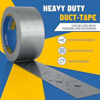 CXYARY Duct Tape 2 Inch x 450 Yard-15 Roll, Heavy Duty Gray Waterproof Tape for Any Weather, No Residue Tape for Pipe Repairs Indoor & Outdoor, Tear by Hand - size: 15 PACK DUCT-TAPE