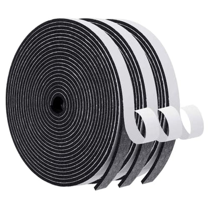 MAGZO Weather Stripping Door Seal, 1/2 Inch Wide X 1/8 Inch Thick Adhesive Foam Tape Soundproof Weatherstripping for Windows, 3 Rolls Total 50FT Black - size: 1/2in * 1/8in * 50FT