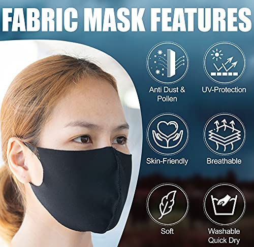 MEFELE Cln 10PCS Black Face Mask Covers with Elastic Ear Loop Cover Full Face Anti-Dust, Unisex, Washable, Breathable, and Reusable (Adults) - style: Adults