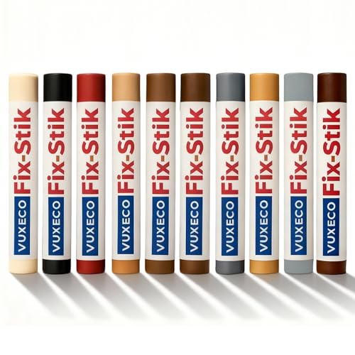 Wood Filler Sticks, Quick Fix Stick Wood Repair Crayons 10 Colors for Scratches, Holes, Chips and Scuffs – Furniture Touch Up Wax for Cabinets, Floors, Doors, Tables and Wood Finish