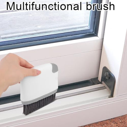 2pcs 2-in-1 Groove Cleaning Brush, 2025 Upgraded Crack Cleaner Tool Handheld Grout Brush for Window Tracks Sliding Doors Sills Tile Lines (Light Gray) - color: Light Gray