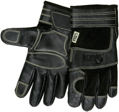 MCR Safety 925M Memphis Multi-Task Style Black Sewn Gloves with Kevlar and Black Grain Cow Palm, Yellow, Medium, 1-Pair