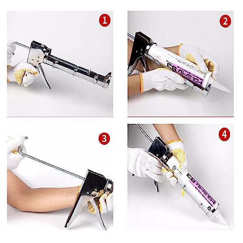 Caulking Gun with Nozzles and Seam Scraper, Drip Free Caulkking Gun for use with caulks sealants and adhesives (Red)