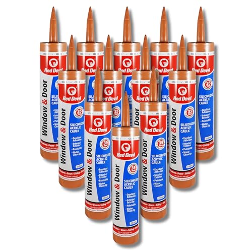 Red Devil 084630 Window & Door Siliconized Acrylic Caulk, Cedar, 10.1 oz, Pack of 12, Made in USA - color: Cedar, style: Pack of 12