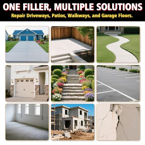 500g Concrete Crack Filler, High Elasticity Liquid Cement Crack Filler, Self-Leveling Waterproof Repair Sealant for Driveway, Walkway, Patio, Hole -Quick Drying, Permanent Fix (Concrete Crack Filler)