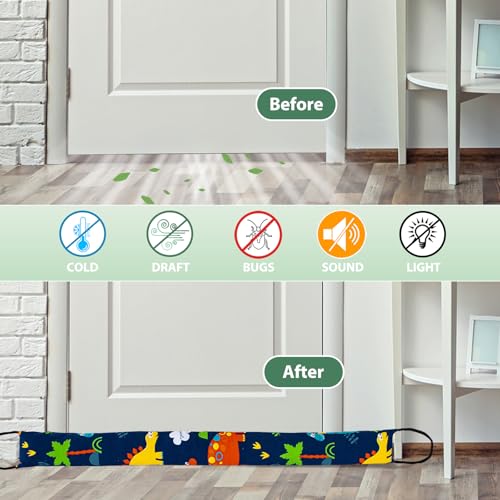 Weighted Door Draft Stopper, 2 Pack 48 Inch Under Door Blocker, Bottom of Door Window Air Noise Light Gap Filler, Saving Energy Cartoon Print Canvas Cotton 2.8Lb - size: 48 inch