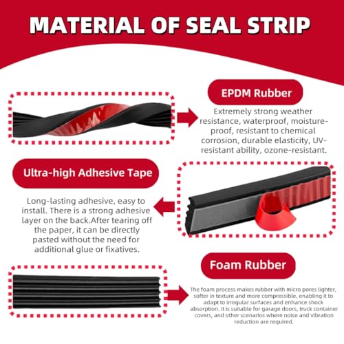 326A0004 Ribbed Rectangle Rubber Seal 3/5 in x 79 in, Ribbed Seal Strip Self-Adhesive EPDM Foam Rubber Seal,Ideal Weather Stripping,Fits for RV,Boat,Auto,Truck,Garage Door,Marine