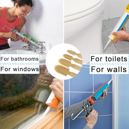 8 PCS Rubber Caulking Spatulas Tool,Rubber Caulk Silicone Sealant Finishing Tool,Spreader Applicator Caulking Finishing Tool Rubber for Floors, Tiles, Walls, Bathrooms, Kitchens 4 Size