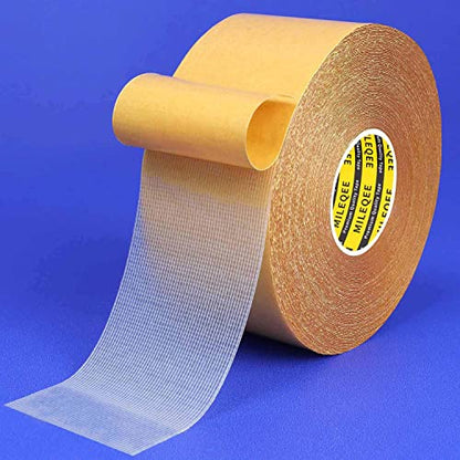 Double Sided Tape Heavy Duty, 2" x 66FT(20m), Universal High Tack Strong Wall Adhesive with Fiberglass Mesh, Super Sticky Resistente Clear Tape, Easy Use Mounting Tape for Home Office School - size: 2" X 66ft
