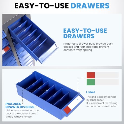 75 Drawer Nut and Bolt Organizer Cabinet, Small Parts Storage Cabinet Bolt Bin with Dividers & Labels, 26"X 9"X 36" Steel Frame Tool Organizer Parts Cabinet for Garage Hardware & Screw Storage - size: 75-Drawer