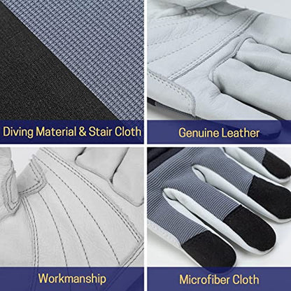 Chainsaw Safety Gloves, Chainsaw Protective Work Gloves, Cut Resistant Gloves, 12-Layer Protection on Left Hand Only - color: Medium Gray