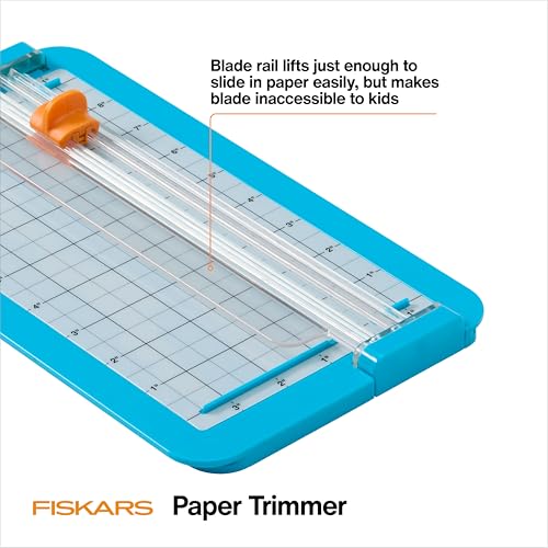 Fiskars Kids Junior Paper Trimmer – Turquoise Safe and Easy Paper Cutter for Crafting and School Projects 7 x 11.5 Inches - style: Jr Paper Trimmer