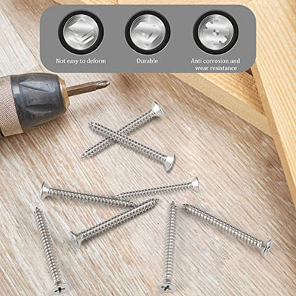 50 PCS #10X3 Stainless Steel Phillips Flat Head Wood Screws,Stainless Steel 18-8 A2(304) Screw,Home Screw Kit by QISHENG - color: Colorless, size: #10x3"