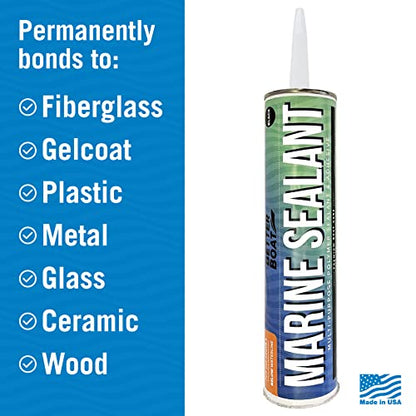 Marine Sealant and Adhesive, Waterproof Marine Grade Caulk, High Temp Water Sealant for Boat, Auto, RV, Without Silicone - 1 Tube, Black, 10 oz - color: Black, size: 10 oz