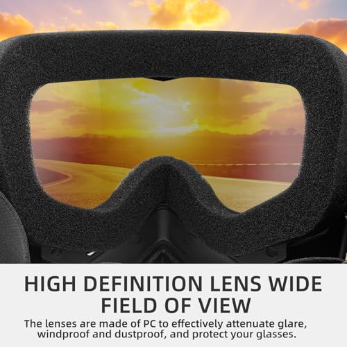 Mask with Detachable Goggles for Riding and Cutting, Anti-Ultraviolet Radiation, Anti-Dust, Anti-Fog HD Lens, Large Viewing Hood, Bluetooth Headset Compatible, Black