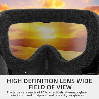 Mask with Detachable Goggles for Riding and Cutting, Anti-Ultraviolet Radiation, Anti-Dust, Anti-Fog HD Lens, Large Viewing Hood, Bluetooth Headset Compatible, Black