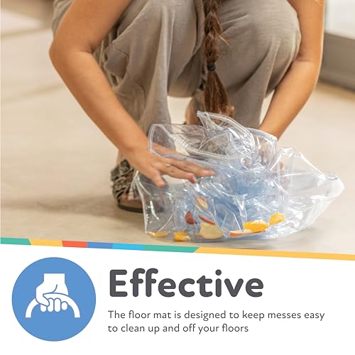 Nuby High Chair Square Floor Mat - Waterproof and Clear Floor Mat - Protects Floor from Spills and Messes - 49.5" x 49.5" - style: Square