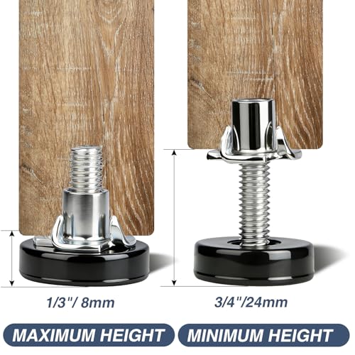16 Pack Adjustable Furniture Levelers,Heavy Duty Leveling Feet for Table/Desk/Chair/Cabinet/Dresser/Outdoor Furniture/Patio Furnitures, Stabilize Uneven Floors (Black 16Pcs)