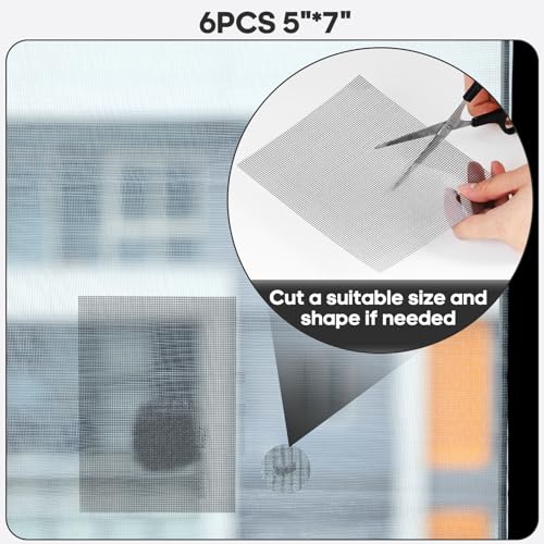 Secopad 5" x 7" Black/Grey Screen Repair Kit, 6 PCS Window Screen Patch Repair Tape for Mesh Window Door, Strong Adhesive Fiberglass Mesh Pacth Tape - color: Black