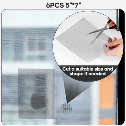 Secopad 5" x 7" Black/Grey Screen Repair Kit, 6 PCS Window Screen Patch Repair Tape for Mesh Window Door, Strong Adhesive Fiberglass Mesh Pacth Tape - color: Black
