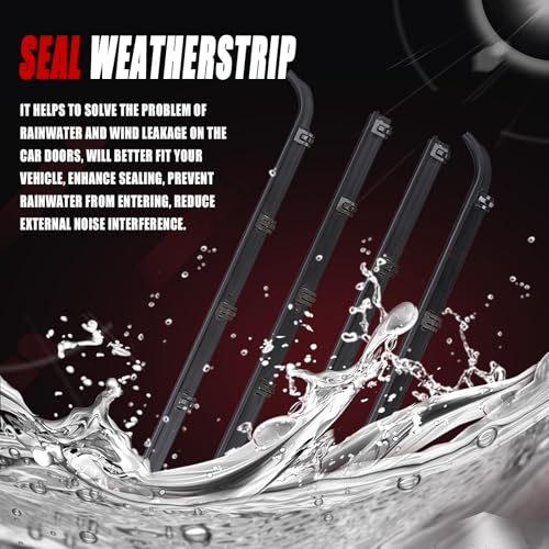 Front Inner Outer Window Molding Sweep Felt Trim Seal Weatherstrip Kit Compatible with Ford Vehicle F150 F250 F350 Bronco 1987-1997 Replace# E7TZ1521452A E7TZ1521453A F2TZ1521456A F2TZ1521457A (4PCS)