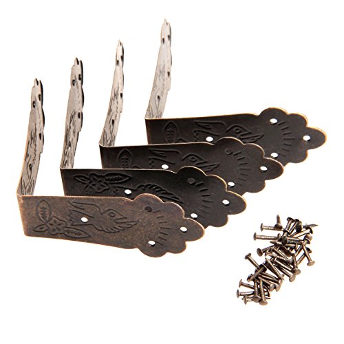 dophee Retro Decorative Lock, Latch Hasps, Pulls Handles, Hinges and Corner Brackets Hardware Kit for Jewelry Box Cabinet Wooden Box Handcrafts Project - style: Corner Bracket Kit