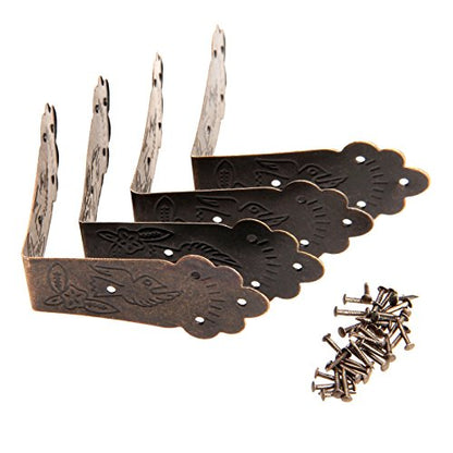 dophee Retro Decorative Lock, Latch Hasps, Pulls Handles, Hinges and Corner Brackets Hardware Kit for Jewelry Box Cabinet Wooden Box Handcrafts Project - style: Corner Bracket Kit