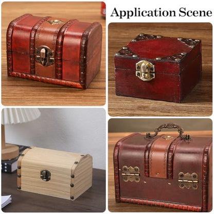2 Sets Antique Bronze Wooden Box Hinges and Latches Metal Retro Small Decorative Latches Hook Hinge Kit with 24Pcs Matching Screws for DIY Craft Project Wood Jewelry Boxes Cabinet