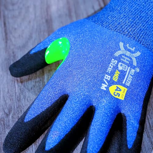 J H 24G Ultra Thin A5 Cut Resistant Gloves, HPPE Nitrile Coated Breathable Work Gloves, Touchscreen Friendly, 3 Pairs - size: XL (3Pairs)