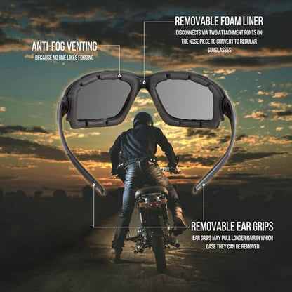 Motorcycle Riding Glasses Extreme Sports Wrap Sunglasses - color: Black | Amber