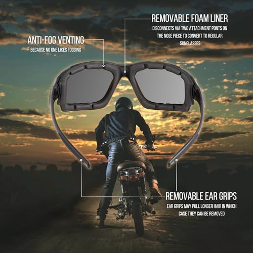 Motorcycle Riding Glasses Extreme Sports Wrap Sunglasses - color: Black | Silver Mirror