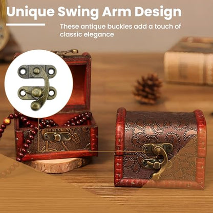 30 Pcs Retro Jewelry Box Hinges and Latches Set, Antique Bronze Hardware with Matching Screws, Metal Hinges & Latch Hooks for Wooden Boxes, Cabinets & DIY