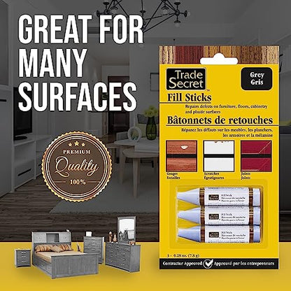 Wood Scratch Repair Fill Stick for Grey (Set of 3), Great for Touch-Ups and Repairs on Hardwoods Floors, Furniture, Cabinets and Plastic Surfaces - color: Gray