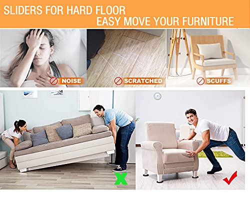 Felt Furniture Sliders Hardwood Floors 16 PCS 3.5"- Furniture Slider – Heavy Duty Felt Sliders Hard Surfaces - Move Your Furniture Easy & Safely