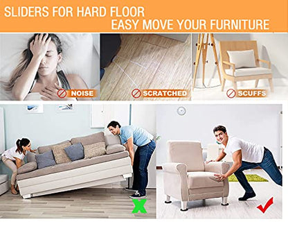 Felt Furniture Sliders Hardwood Floors 16 PCS 3.5"- Furniture Slider – Heavy Duty Felt Sliders Hard Surfaces - Move Your Furniture Easy & Safely