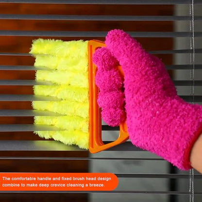 2 PCS Blind Cleaner Duster Tool, 7 Finger Handheld Duster Window Shutters Dusting Cleaner Brush, Washable Mini Blinds Dust Cleaning Tools for Car Air Conditioner Vent (Orange+Yellow) - color: Orange+yellow