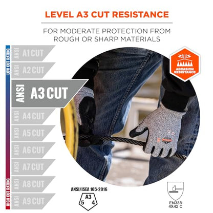 Ergodyne unisex adult Nitrile-coated ANSI A3 Nitrile Coated CR Gloves, Gray, Large US, Pack of 1 - size: Large (Pack of 1)