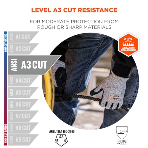 Ergodyne unisex adult Nitrile-coated ANSI A3 Nitrile Coated CR Gloves, Gray, 2X-Large US, Factory, Pack of 1 - size: 2x-large (Pack of 1)