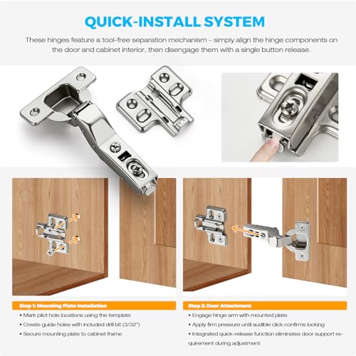 HOME EDIT 1 Pairs 2 Pack European Insert Soft Close Cabinet Hinges Concealed Kitchen Cabinet Hinges Heavy-Duty Frameless Adjustable for Cupboard Hardware - size: Insert