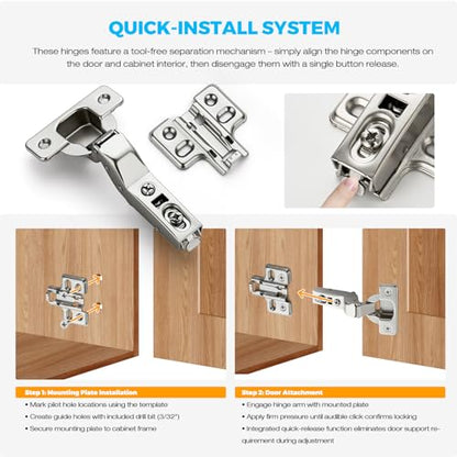 HOME EDIT 1 Pairs 2 Pack European Insert Soft Close Cabinet Hinges Concealed Kitchen Cabinet Hinges Heavy-Duty Frameless Adjustable for Cupboard Hardware - size: Insert