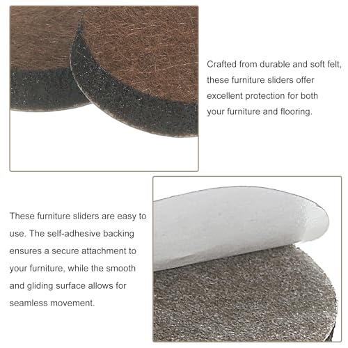 uxcell Furniture Pads, 36Pcs 0.75" - Round Self Adhesive Felt Furniture Pads, Floor Protectors for Furniture Feet Chairs Legs Hardwood Floors (Brown) - size: 0.75"